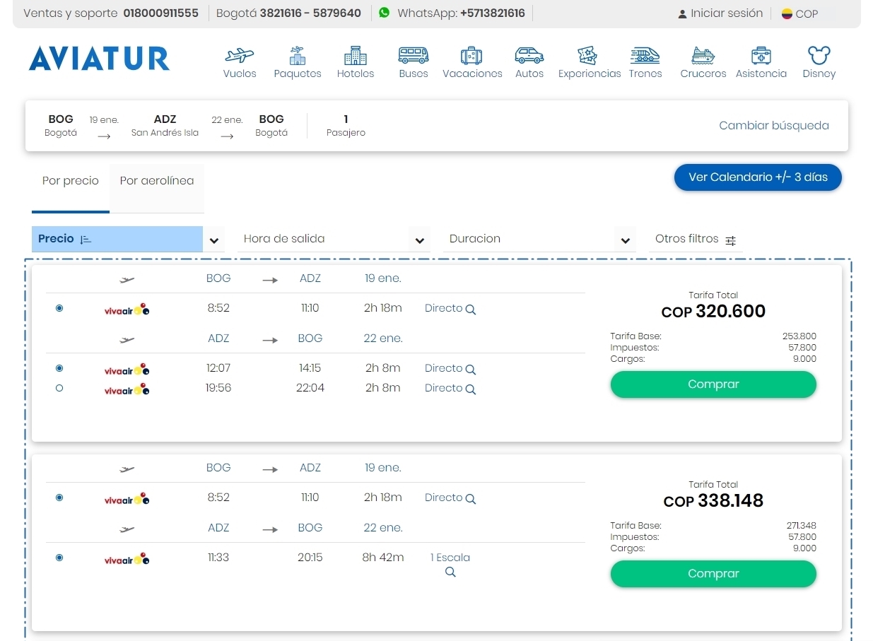 Disponibilidad vuelos Aviatur Disponibilidad vuelos