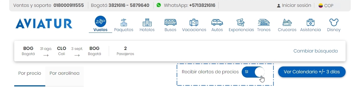 Alertas de precio correo electrónico