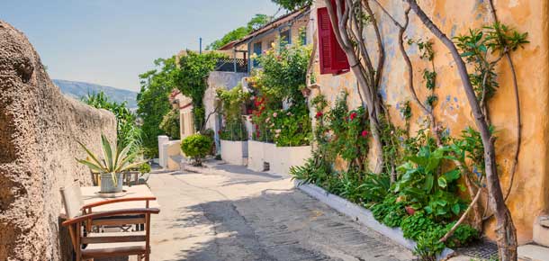 Barrio de Plaka en Atenas, Grecia