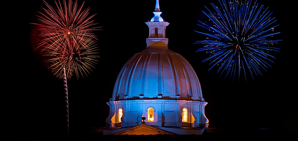 Cúpula de la Catedral, noche en Popayán
