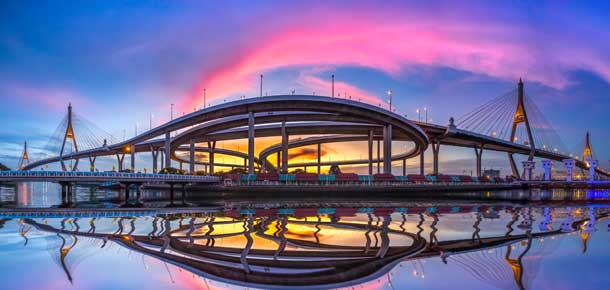 Panorama del puente de Bhumibol en Bangkok