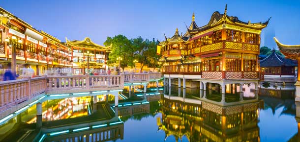 Distrito tradicional de Yu Garden en Shanghái