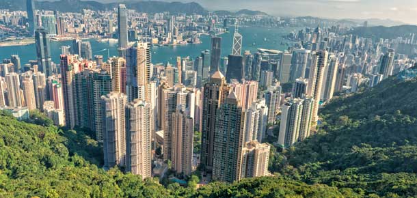 Vista panorámica de Hong Kong desde The Peak